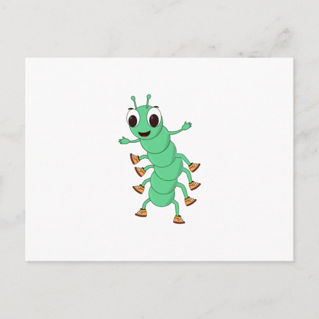 Green Caterpillar Postcard (Front)