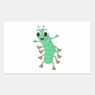 Green Caterpillar Rectangular Sticker