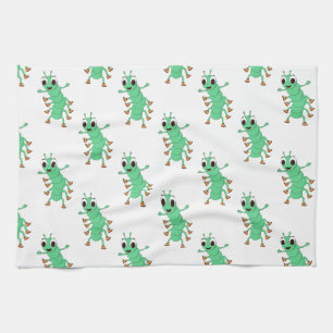 Green Caterpillar Tea Towel