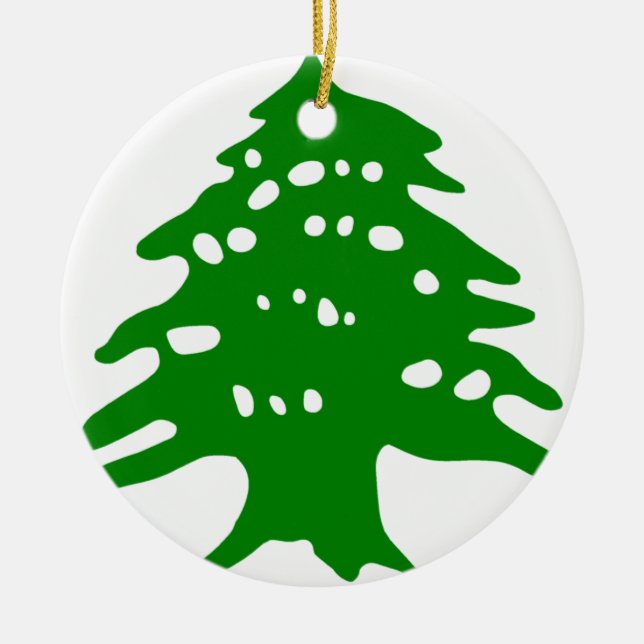 Green Cedar / Lebanon Cedar Ceramic Tree Decoration (Front)