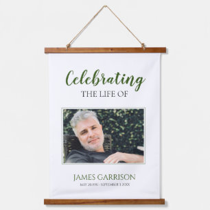 Green Celebration Of Life Photo Memorial Funeral Hanging Tapestry