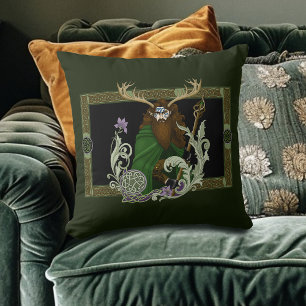 Green Celtic Antlers Man  Cushion