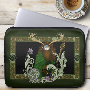 Green Celtic Antlers Man Laptop Sleeve
