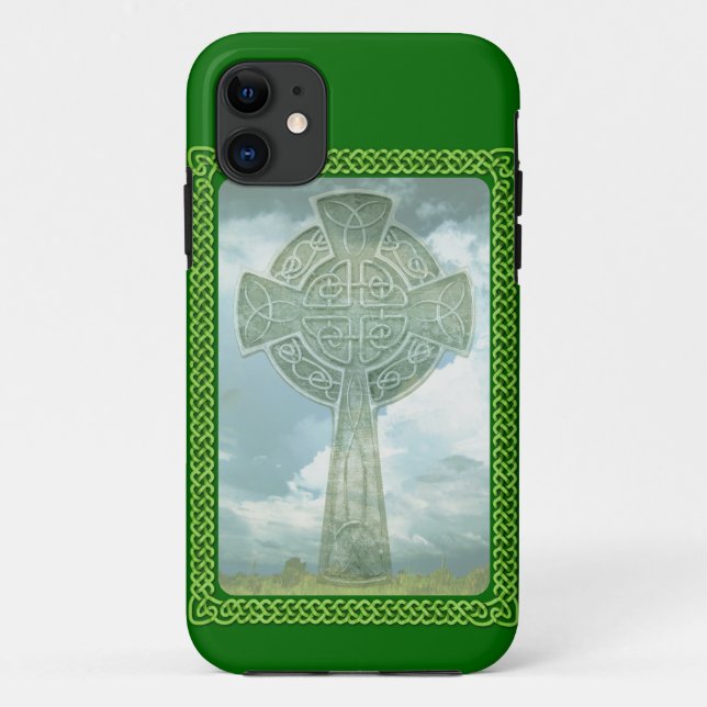 Green Celtic Cross And Clouds Case-Mate iPhone Case (Back)