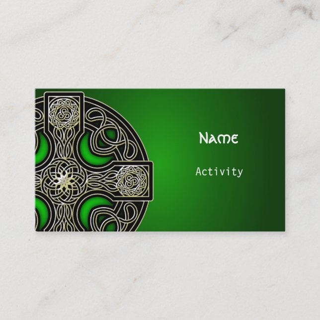 green Celtic cross Business Card (Front)