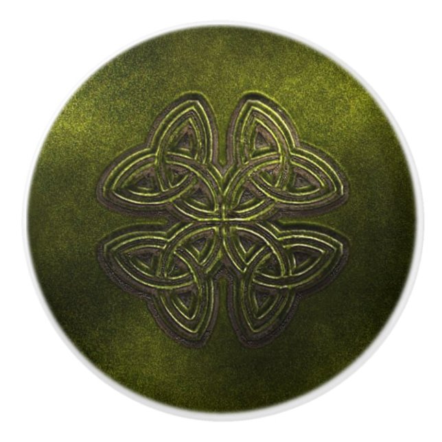 Green Celtic Door or Drawer Knob (Front)