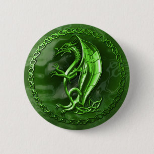 Green Celtic Dragon 6 Cm Round Badge