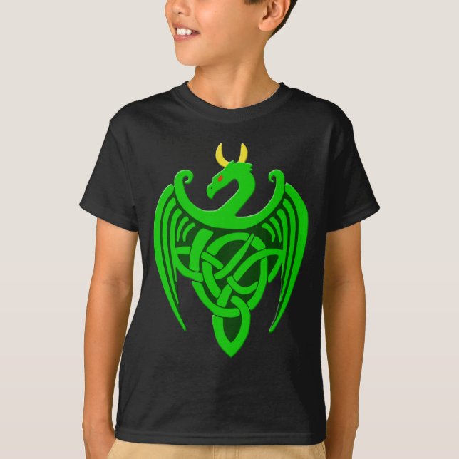Green Celtic Dragon Child T Shirt (Front)