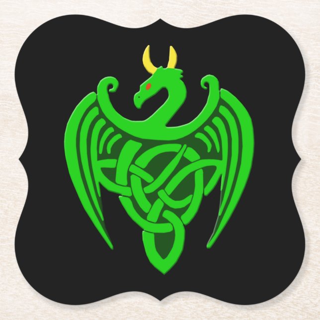 Green Celtic Dragon Coasters (Front)