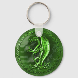 Green Celtic Dragon Key Ring
