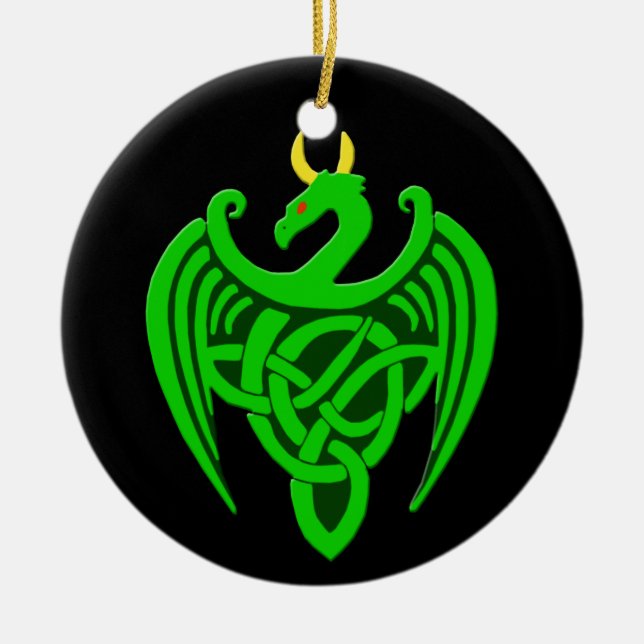 Green Celtic Dragon Ornament (Front)