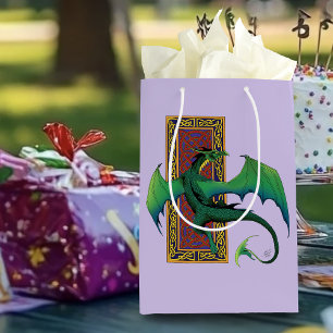 Green Celtic Dragon Purple Fantasy Knotwork Medium Gift Bag