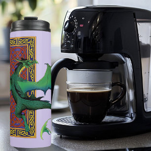 Green Celtic Dragon Purple Fantasy Knotwork Thermal Tumbler