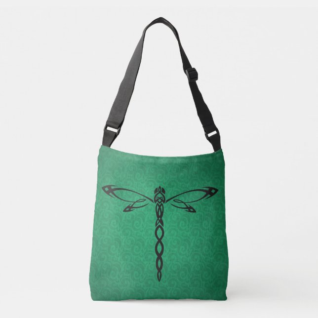 Green Celtic Dragonfly  Crossbody Bag (Front)