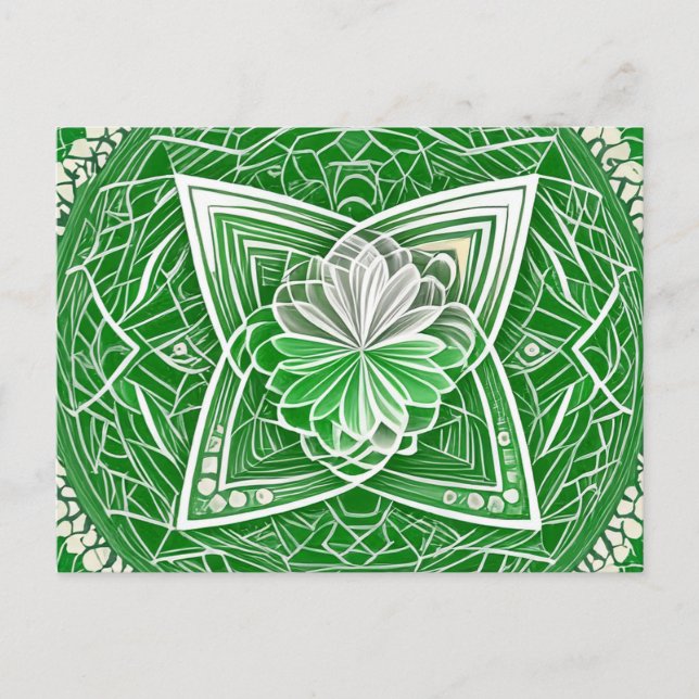 Green Celtic Flower Heart Chakra Sacred Geometry Postcard (Front)