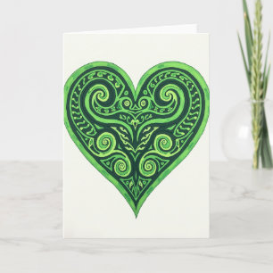 Green Celtic Heart Art Card