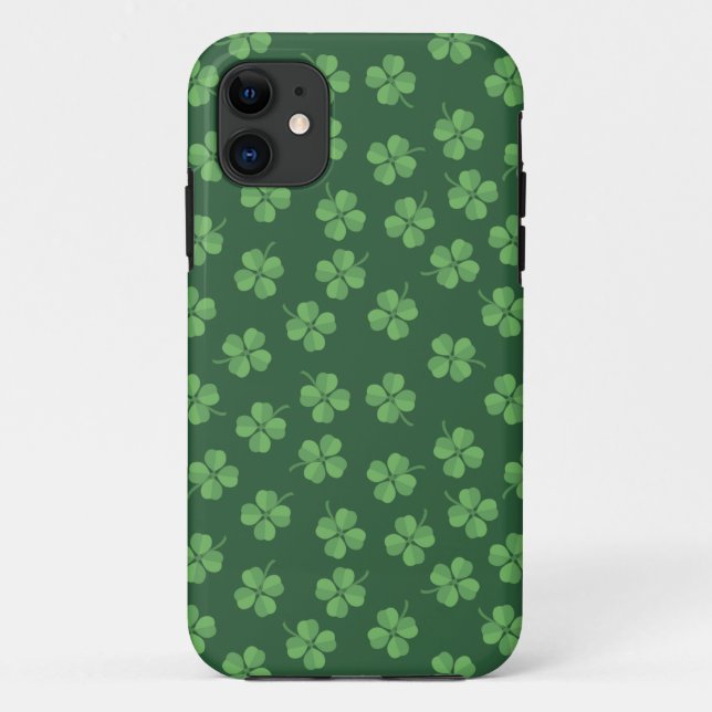 Green Celtic Irish Four Leafed Clovers St. Patrick Case-Mate iPhone Case (Back)