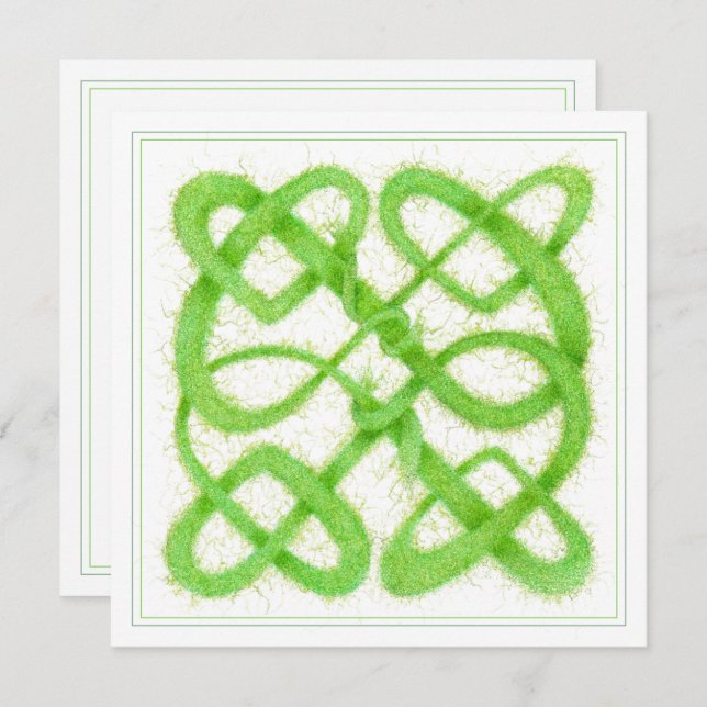 GREEN CELTIC KNOT 5.25" Square Flat Card (Front/Back)