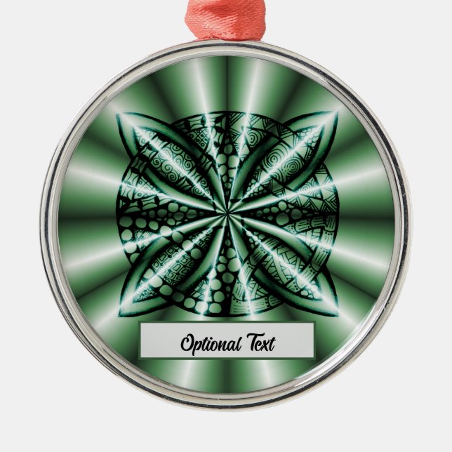 Green Celtic Knot Art Metal Ornament (Front)