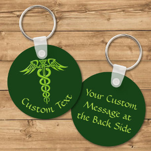 Green Celtic Knot Caduceus Keychain