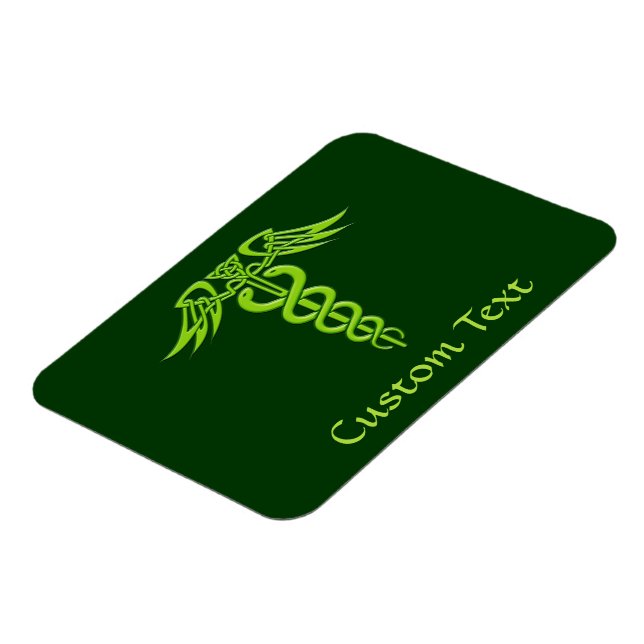 Green Celtic Knot Caduceus Magnet (Left Side)
