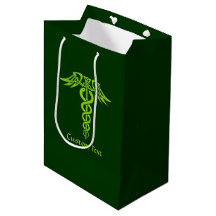 Green Celtic Knot Caduceus Medium Gift Bag