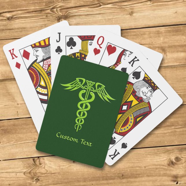 Green Celtic Knot Caduceus Playing Cards (Creator Uploaded)