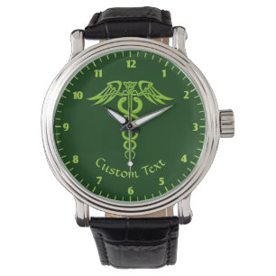 Green Celtic Knot Caduceus Watch