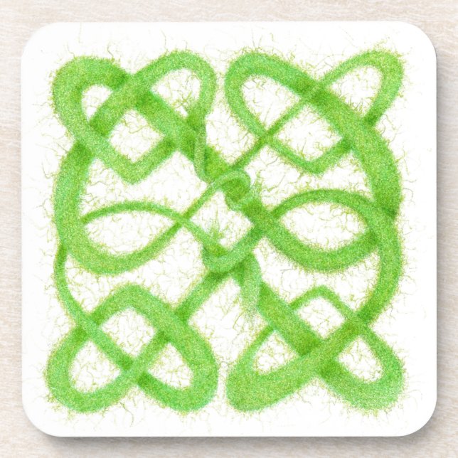 GREEN CELTIC KNOT Hard Plastic Coasters (Front)