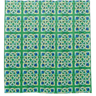 Green Celtic Knot Stone Mosaic Shower Curtain