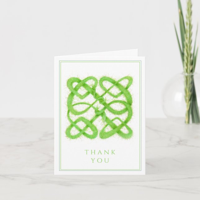 GREEN CELTIC KNOT Thank You Note Card (Front)