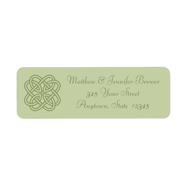 Green Celtic Knot Thin Envelope Address Labels (Front)