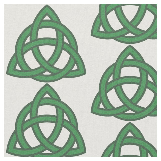 Green Celtic Knot Triquetra Pattern Fabric (Close Up)