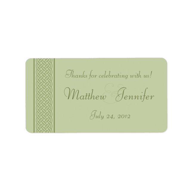Green Celtic Knot Wedding Favour Label Stickers (Front)