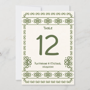 Green Celtic Knots Large Table Numbers
