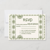 Green Celtic Knots Wedding RSVP Cards
