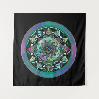 Green Celtic Mystical Mandala Wall Tapestry