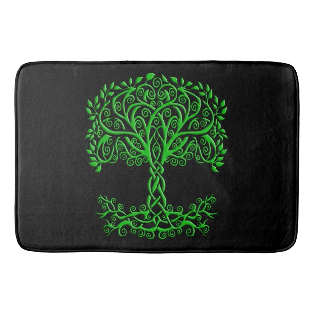 Green Celtic Tree Of Life Bath Mat (Front)