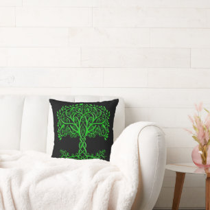 Green Celtic Tree Of Life Cushion