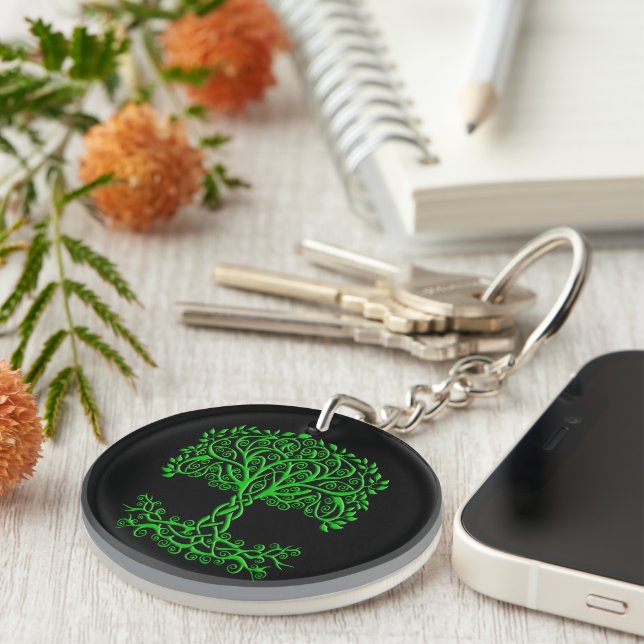 Green Celtic Tree Of Life Key Ring (Front Right)