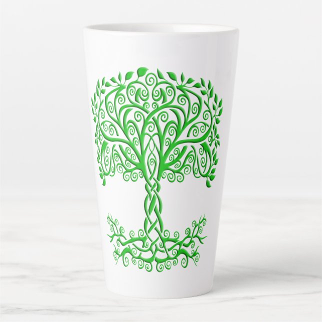 Green Celtic Tree Of Life Latte Mug (Front)