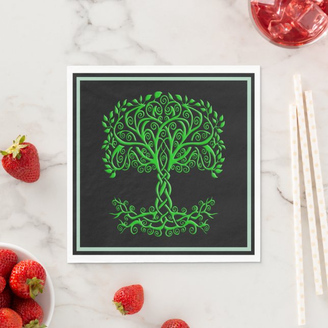 Green Celtic Tree Of Life Napkin (Insitu)