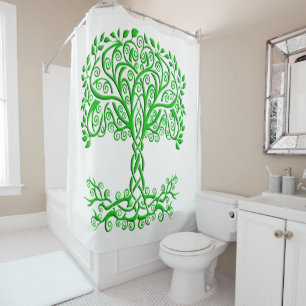 Green Celtic Tree Of Life Shower Curtain