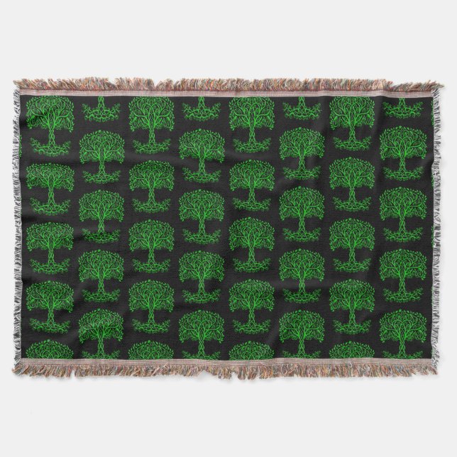 Green Celtic Tree Of Life Throw Blanket (Front)