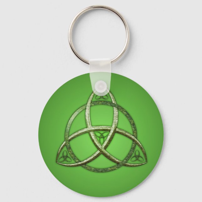 Green Celtic Trinity Knot Key Ring (Front)