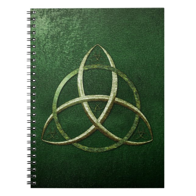 Green Celtic Trinity Knot Spiral Notebook (Front)