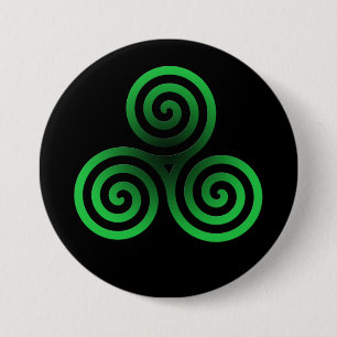 Green Celtic Triskele 7.5 Cm Round Badge