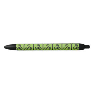 Green Celtic Triskele Tiled Black Ink Pen
