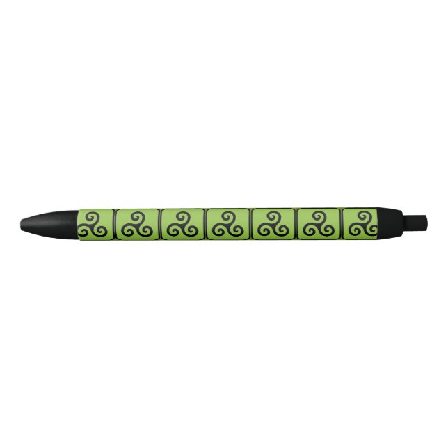 Green Celtic Triskele Tiled   Black Ink Pen (Front)