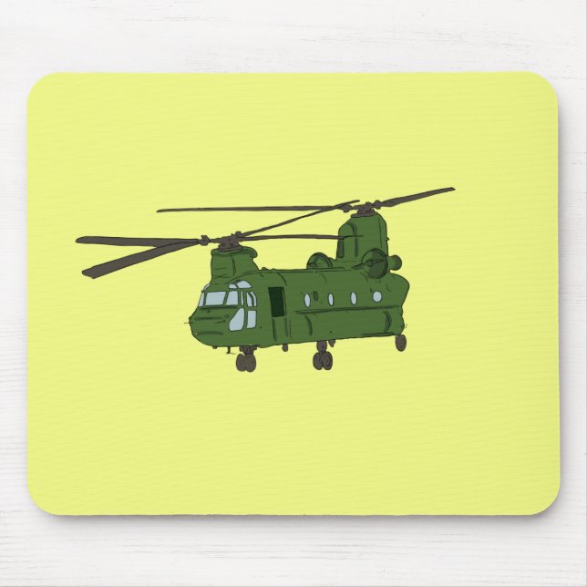 Green CH-47 Chinook Military Helicopter Mouse Pad (Front)